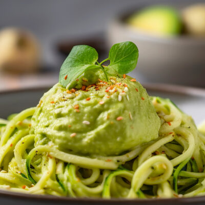 Pasta en salsa de aguacate