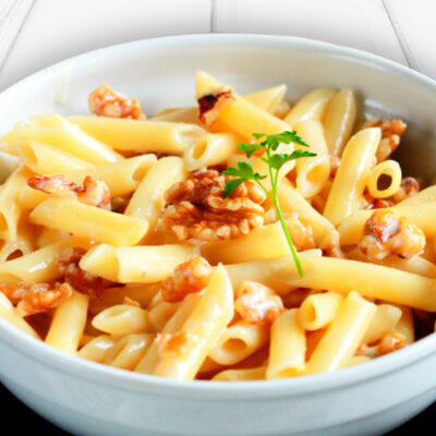 Plumitas salsa de gorgonzola